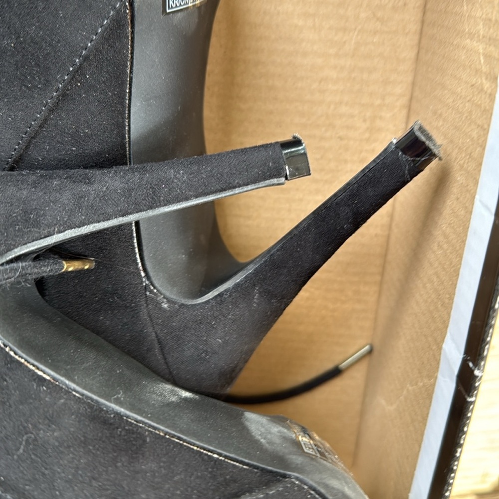 Forever 21 Black Stiletto size 7 tie up Boots - Picture 5 of 7